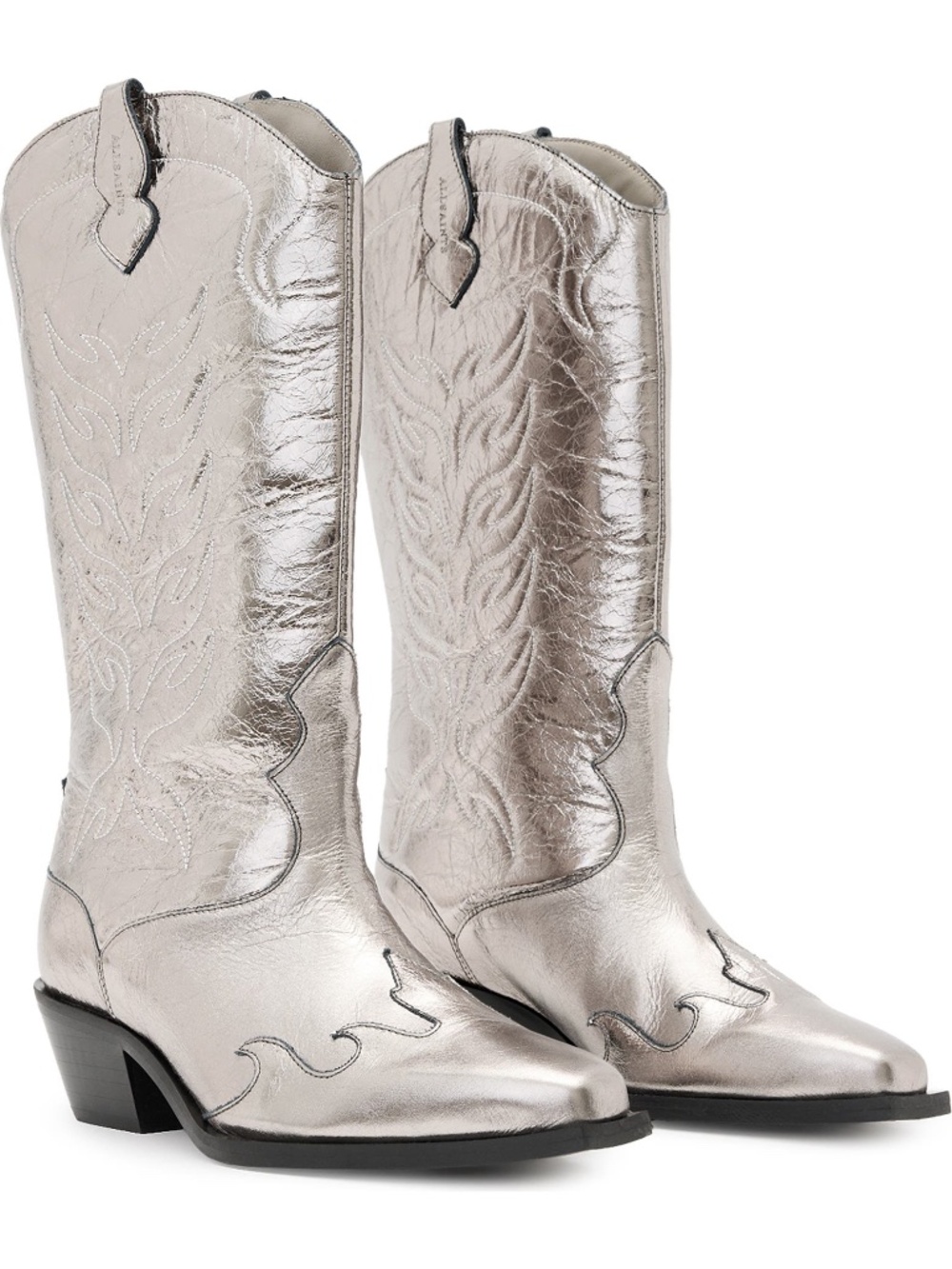 AllSaints Dolly Cowboy Boot Silver